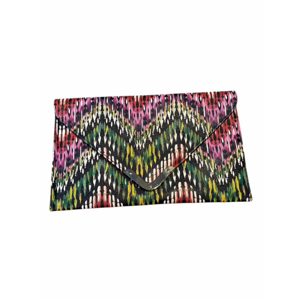 ELAINE TURNER Bella Ikat Chevron Envelope Clutch Shoulder Bag Multicolor